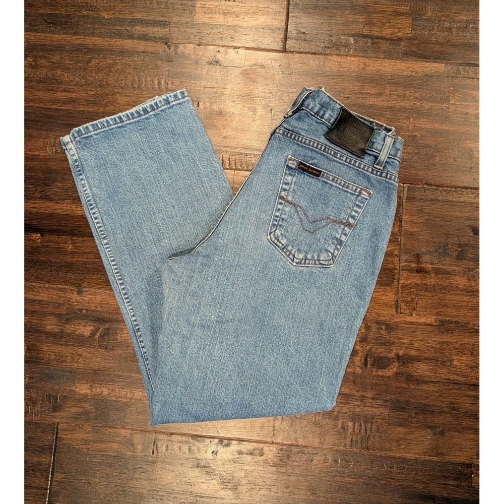 Vintage Harley Davidson Jeans Women 30x28 Light Blue Straight Leg High Rise - Picture 2 of 11